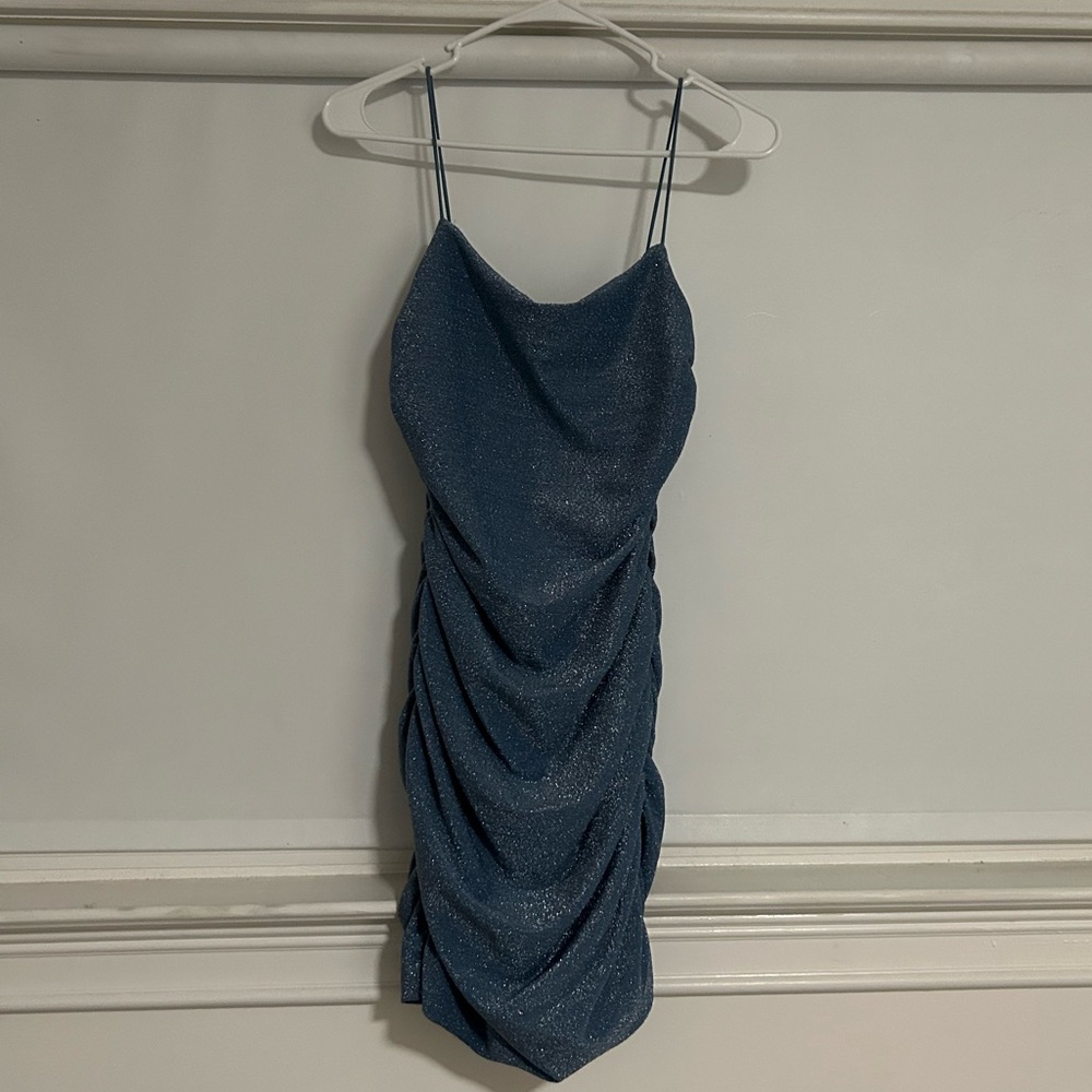 Glittery Blue Homecoming Dress